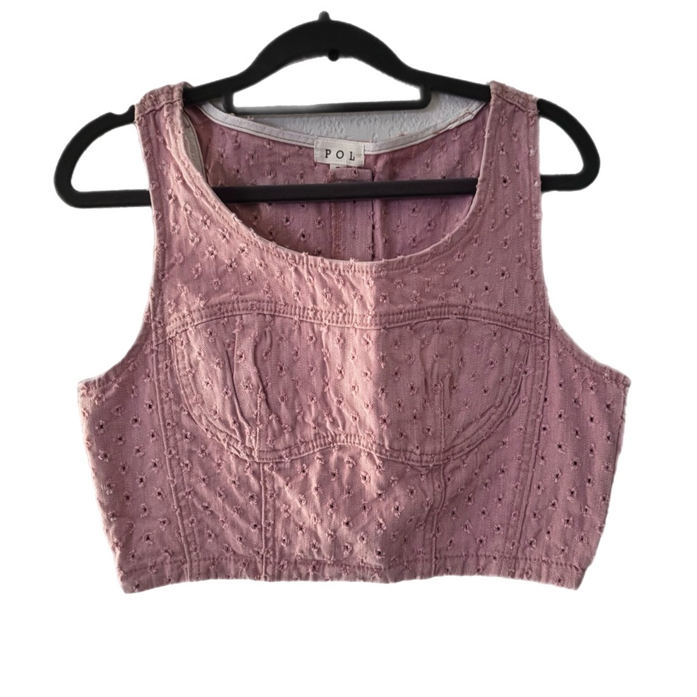 POL Pink Sleeveless Crop Top with a zipper back
